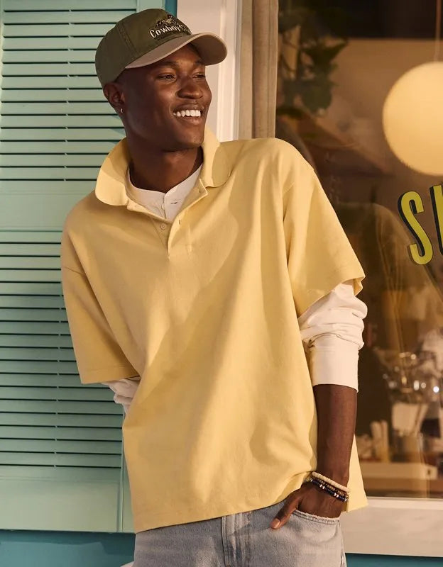 AE Boxy Fit Pique Polo Shirt