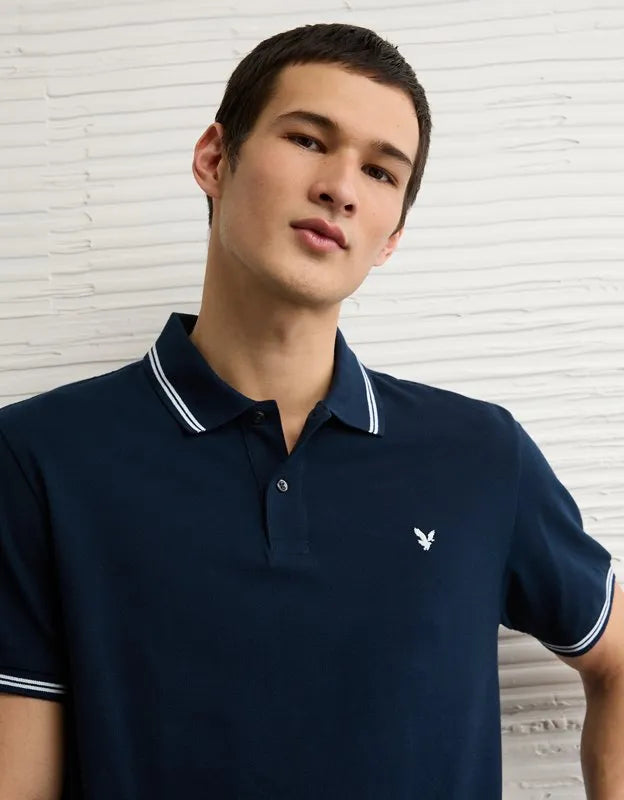 AE Standard Fit Logo Pique Polo Shirt