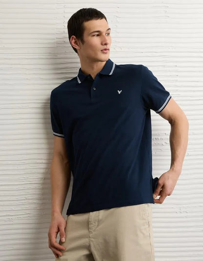 AE Standard Fit Logo Pique Polo Shirt