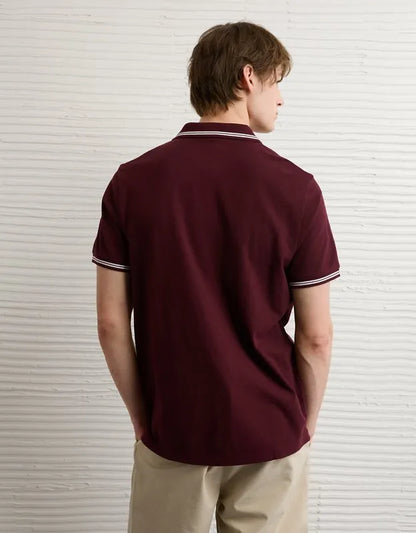 AE Standard Fit Logo Pique Polo Shirt