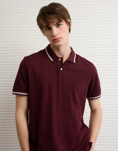 AE Standard Fit Logo Pique Polo Shirt