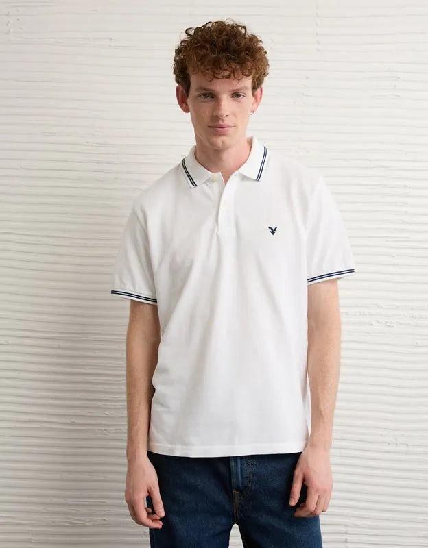 AE Standard Fit Logo Pique Polo Shirt