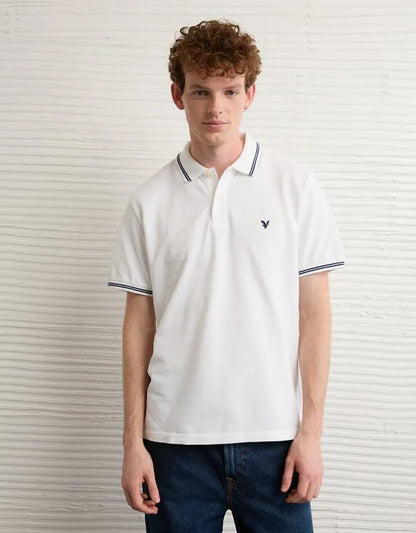 AE Standard Fit Logo Pique Polo Shirt