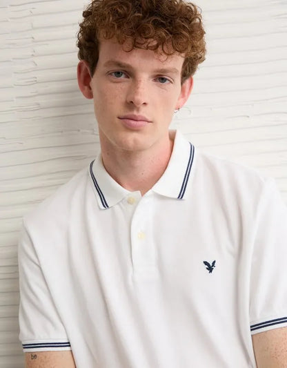 AE Standard Fit Logo Pique Polo Shirt