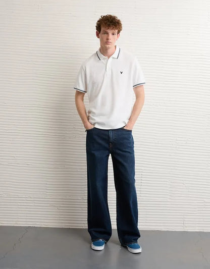 AE Standard Fit Logo Pique Polo Shirt