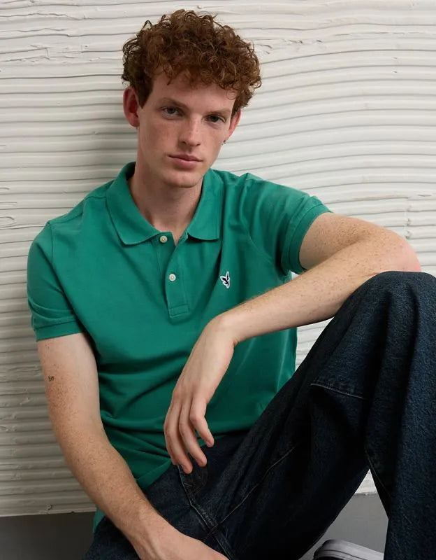 AE Slim Fit Logo Pique Polo Shirt