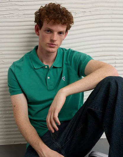 AE Slim Fit Logo Pique Polo Shirt