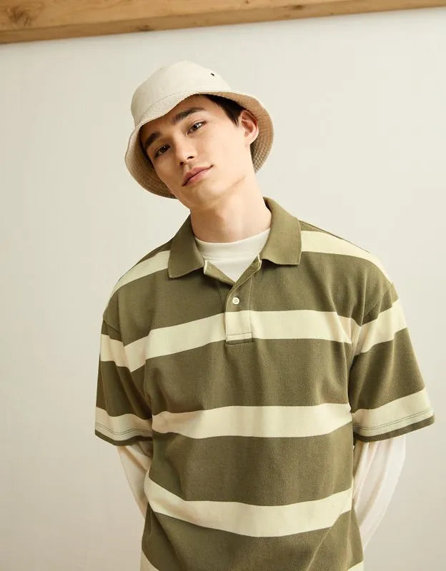 AE Boxy Fit Pique Polo Shirt