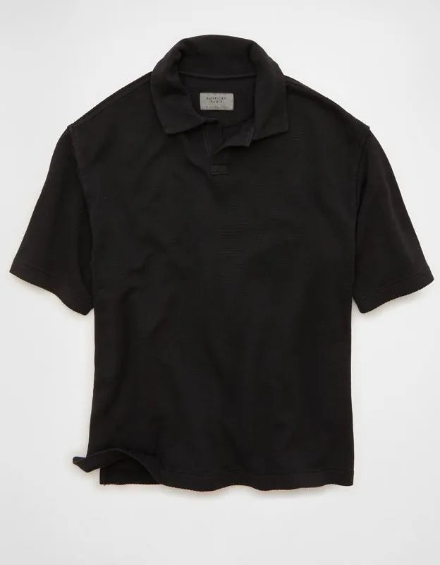 AE Boxy Johnny Collar Knit Polo Shirt