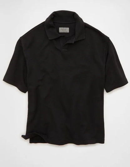 AE Boxy Johnny Collar Knit Polo Shirt