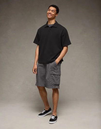 AE Boxy Johnny Collar Knit Polo Shirt