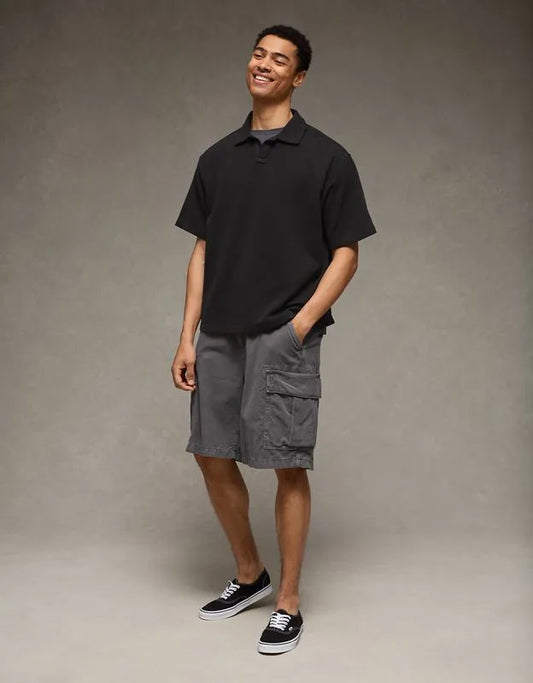 AE Boxy Johnny Collar Knit Polo Shirt