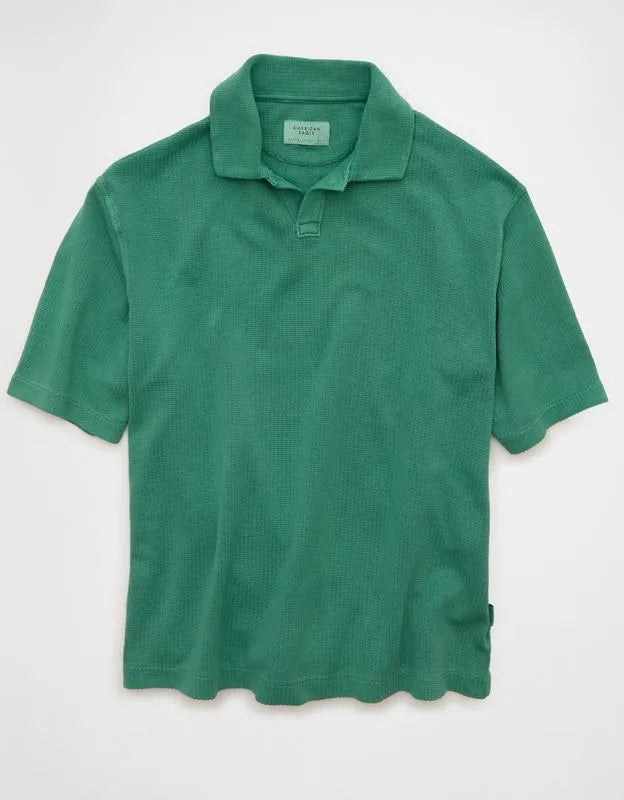 AE Boxy Johnny Collar Knit Polo Shirt