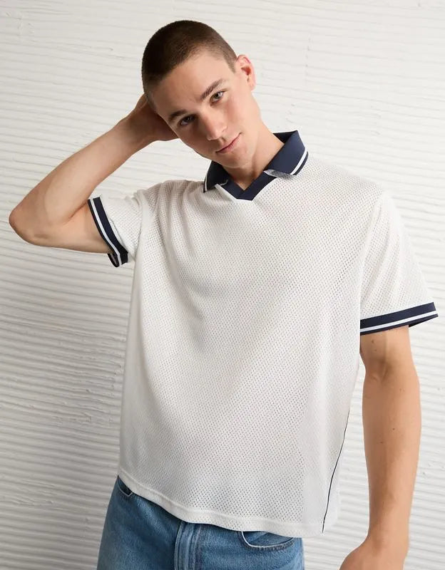 AE Boxy Mesh Polo Shirt