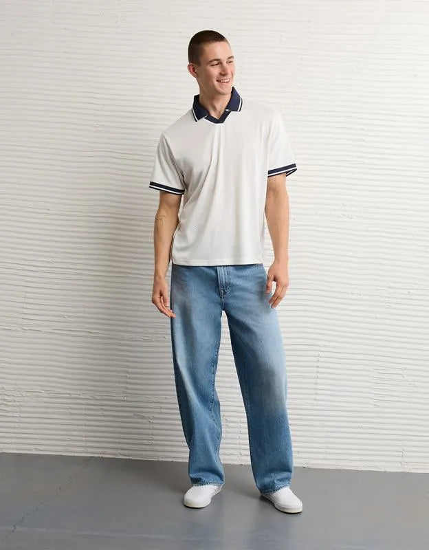AE Boxy Mesh Polo Shirt