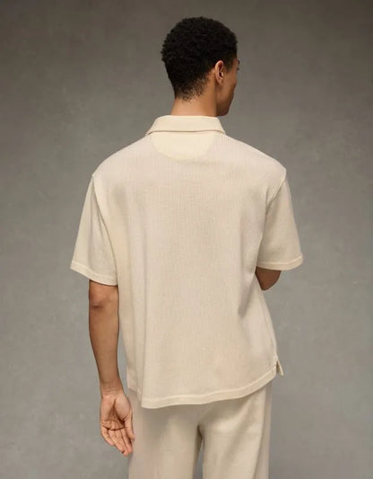 AE Boxy Johnny Collar Knit Polo Shirt