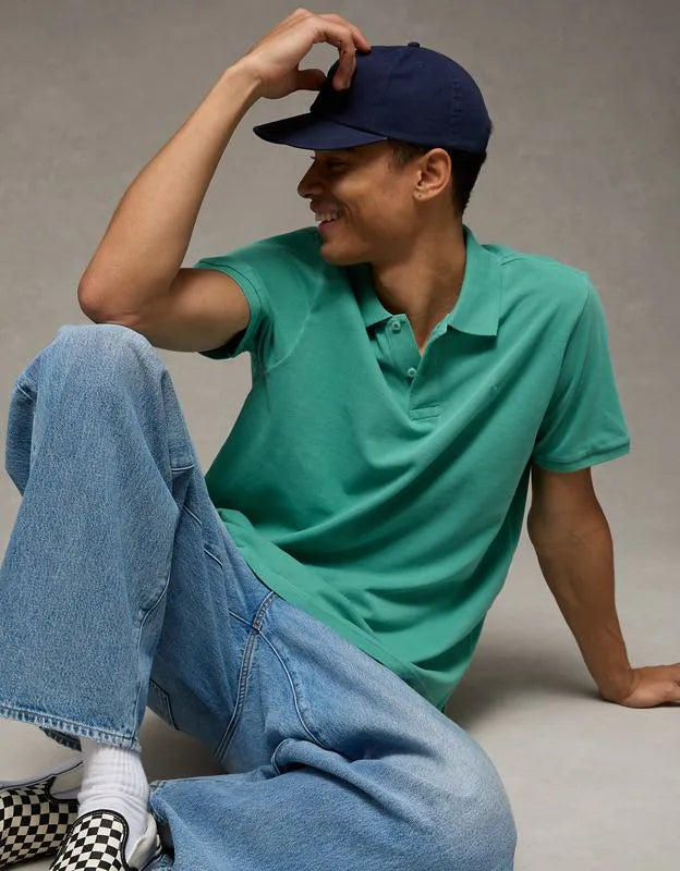 AE Standard Fit Lived-In Pique Polo Shirt