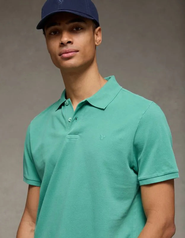 AE Standard Fit Lived-In Pique Polo Shirt