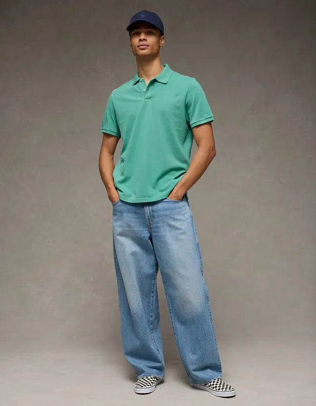 AE Standard Fit Lived-In Pique Polo Shirt