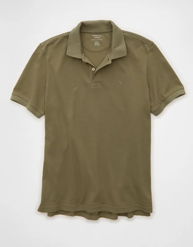 AE Standard Fit Lived-In Pique Polo Shirt