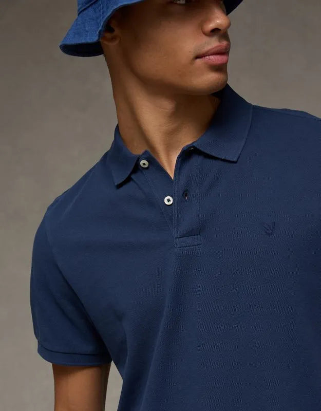 AE Standard Fit Lived-In Pique Polo Shirt