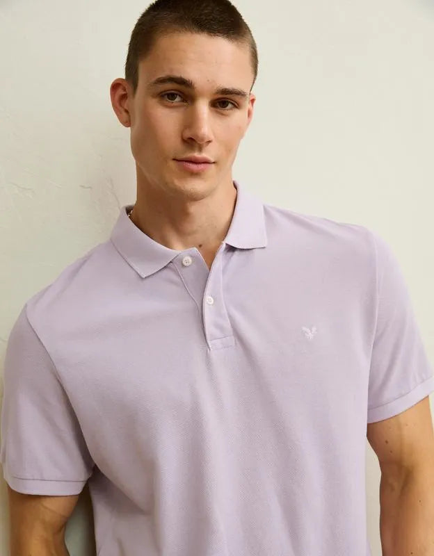 AE Standard Fit Lived-In Pique Polo Shirt