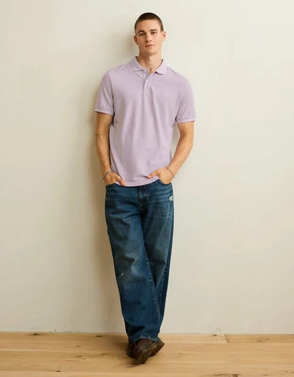 AE Standard Fit Lived-In Pique Polo Shirt