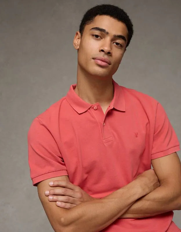 AE Standard Fit Lived-In Pique Polo Shirt