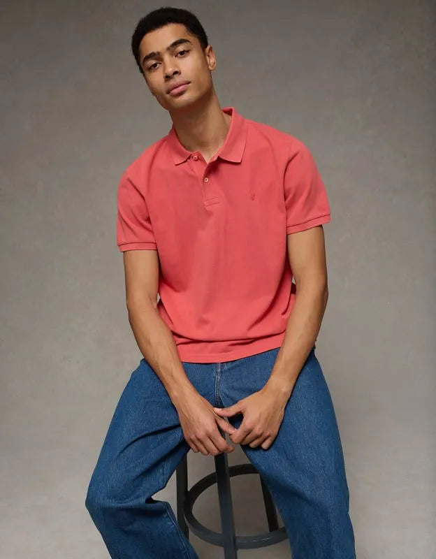 AE Standard Fit Lived-In Pique Polo Shirt