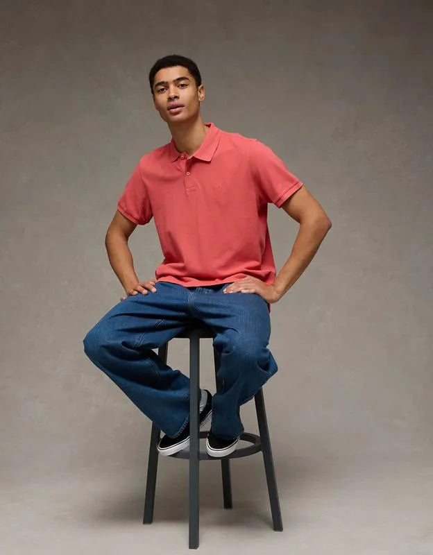 AE Standard Fit Lived-In Pique Polo Shirt