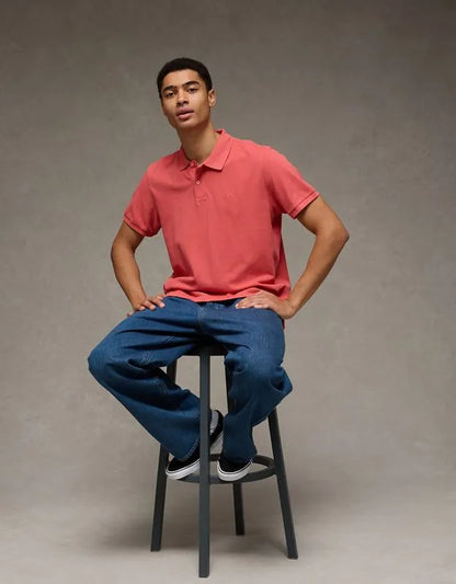 AE Standard Fit Lived-In Pique Polo Shirt