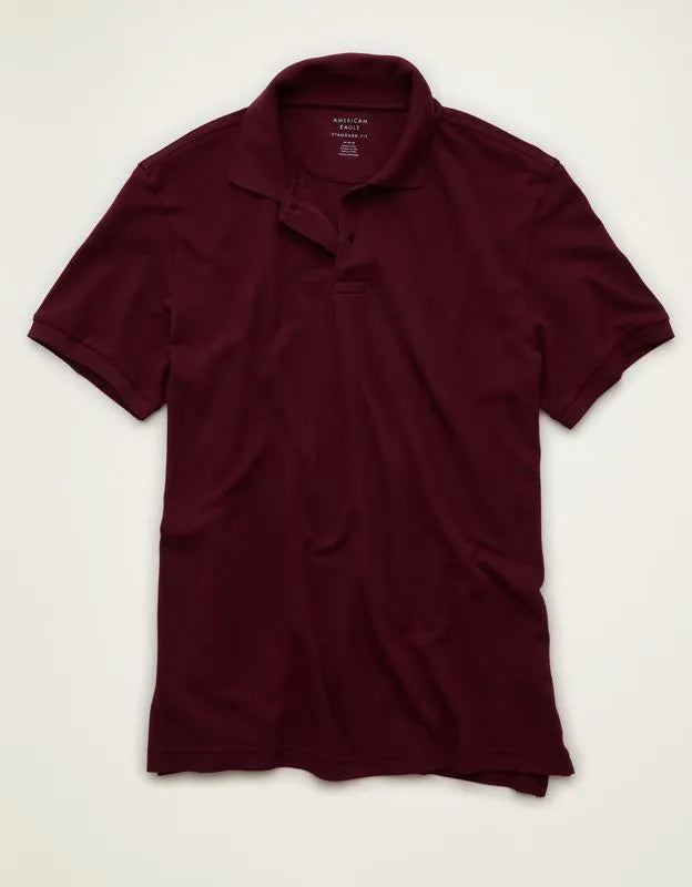 AE Standard Fit Lived-In Pique Polo Shirt