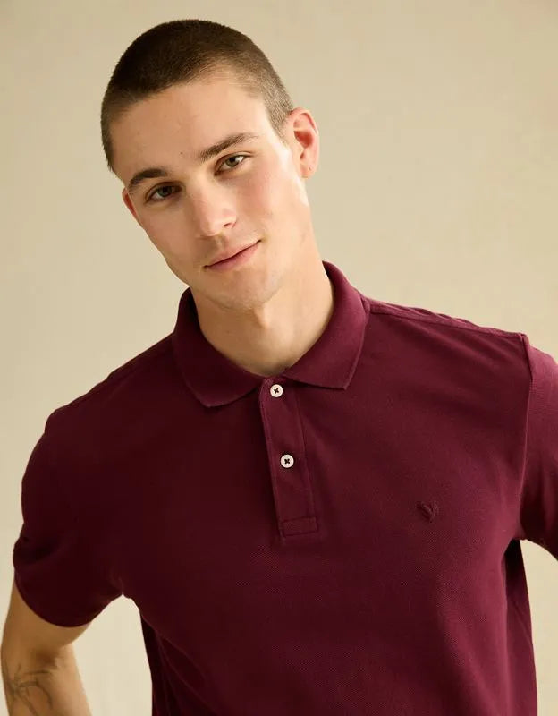 AE Standard Fit Lived-In Pique Polo Shirt