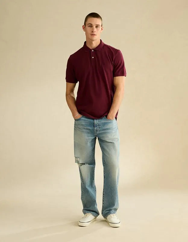 AE Standard Fit Lived-In Pique Polo Shirt