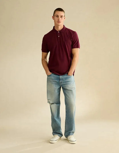 AE Standard Fit Lived-In Pique Polo Shirt