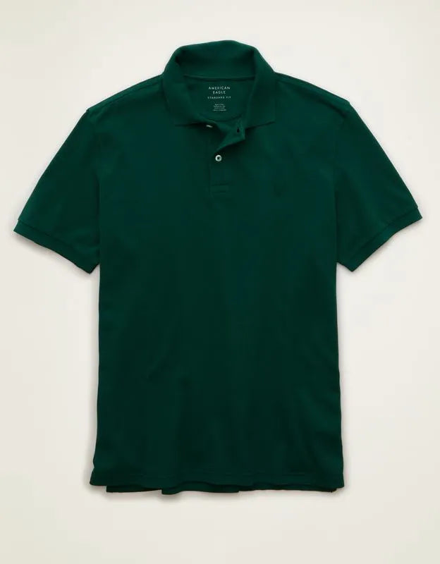 AE Standard Fit Lived-In Pique Polo Shirt