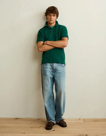 AE Standard Fit Lived-In Pique Polo Shirt