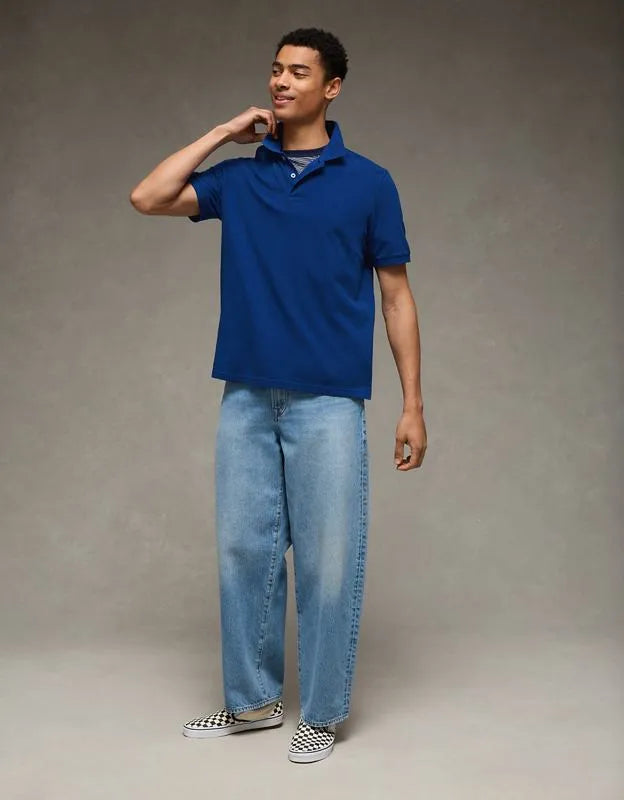 AE Standard Fit Lived-In Pique Polo Shirt