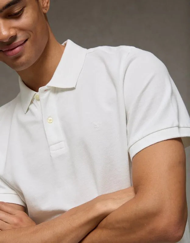 AE Standard Fit Lived-In Pique Polo Shirt