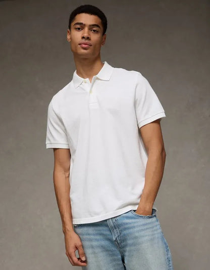 AE Standard Fit Lived-In Pique Polo Shirt