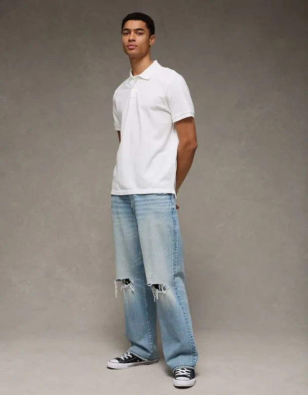 AE Standard Fit Lived-In Pique Polo Shirt