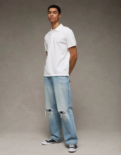 AE Standard Fit Lived-In Pique Polo Shirt
