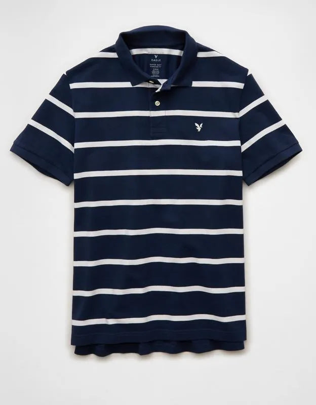 AE Standard Fit Logo Pique Polo Shirt