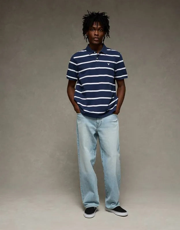 AE Standard Fit Logo Pique Polo Shirt
