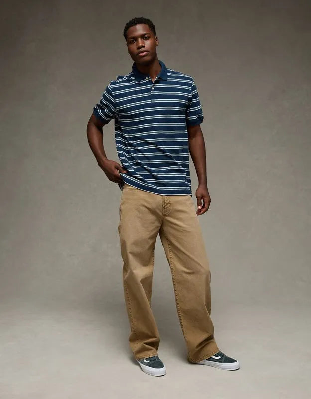 AE Standard Fit Lived-In Pique Polo Shirt
