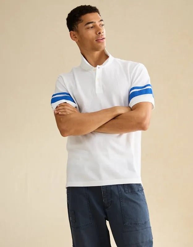 AE Standard Fit Applique Stripe Pique Polo Shirt