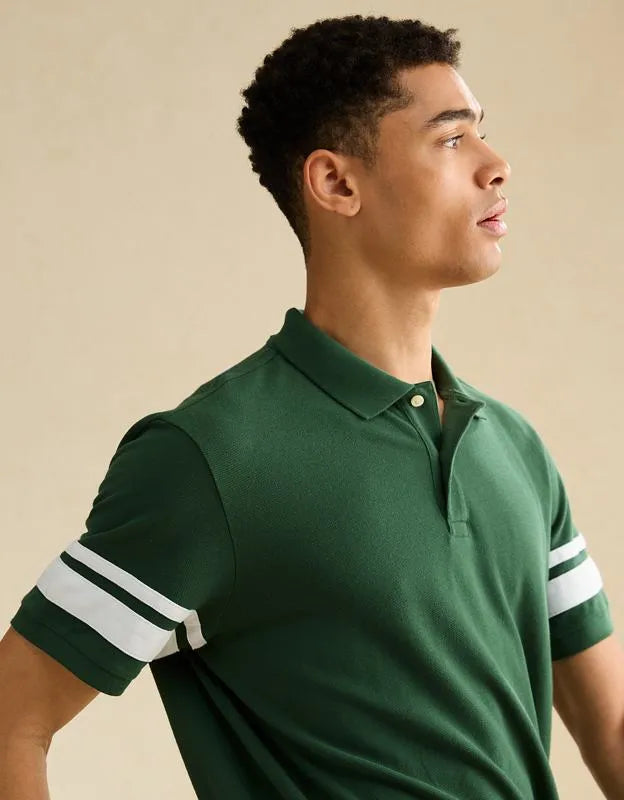 AE Standard Fit Applique Stripe Pique Polo Shirt