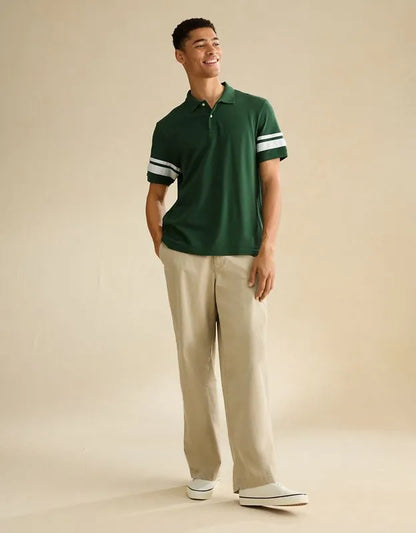 AE Standard Fit Applique Stripe Pique Polo Shirt