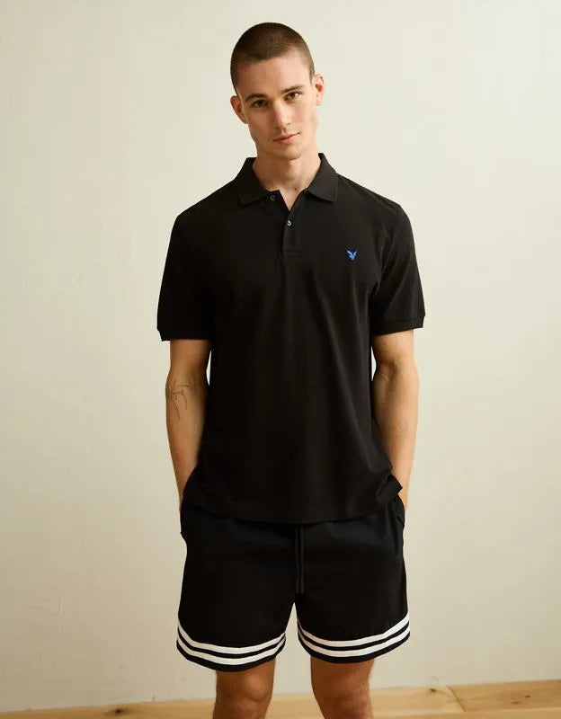 AE Standard Fit Pop Logo Pique Polo Shirt