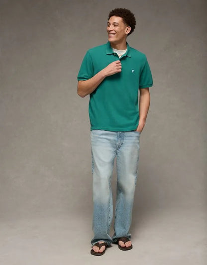 AE Standard Fit Pop Logo Pique Polo Shirt